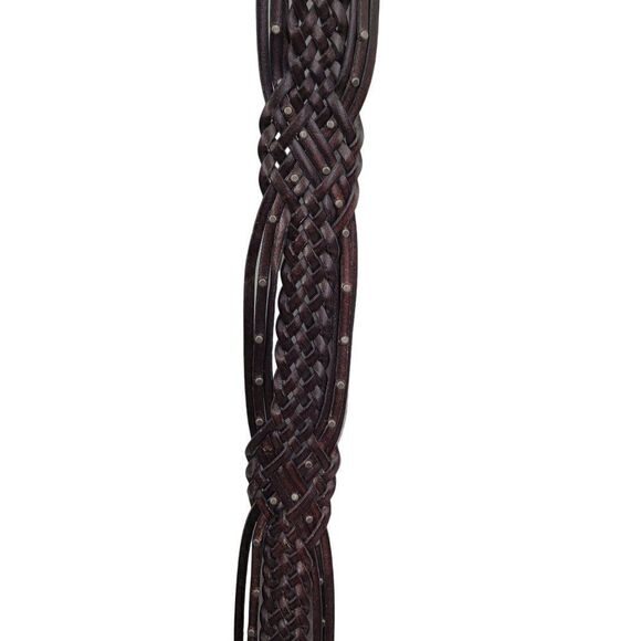 Esprit Womens Belt L Dark‎ Brown Wicker Woven Braided Silver Buckle Studded main image 6